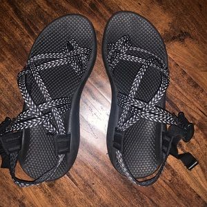Black and white chacos